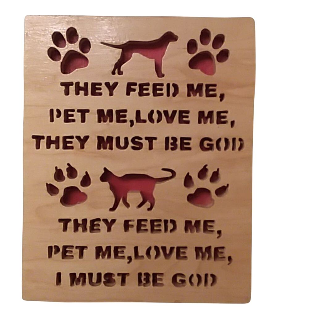 Pet Wooden Engraved cat and dog Wall Plaque